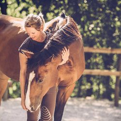 Young Woman Portrait with Her Horse outdoors